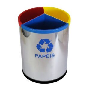Lixeira inox 3 divisões - 26 litros
