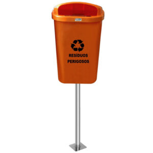 Lixeira coleta seletiva 50 litros com suporte laranja